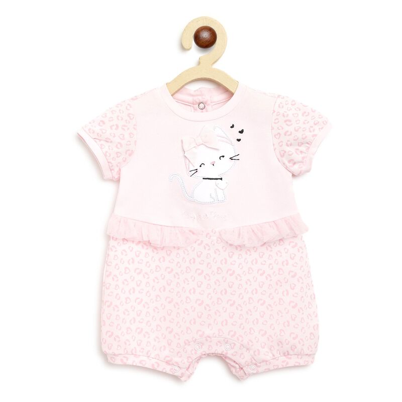 Girls Light Pink Printed Short Sleeve Romper image number null